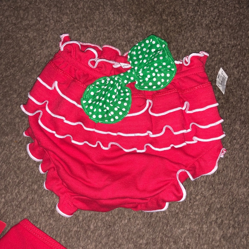 Christmas bib and bloomer/diaper cover set
